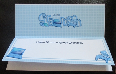 Large DL Birthday GREAT GRANDSON Gadgets & Gizmos insert by Davina Rundle
