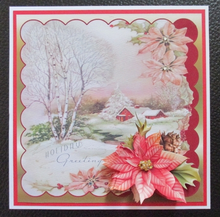House over the stream 5.5x5x5 card with decoupage and sentiment tags by Davina Rundle