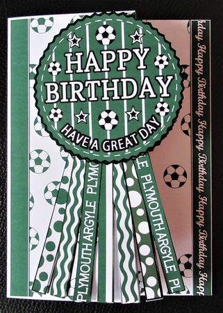 Plymouth Argyle Rosette Over Edge Birthday Fathers Day by Davina Rundle
