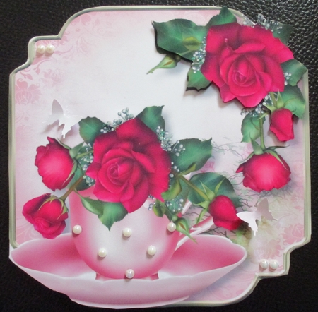 Teacup & Saucer - Claires Roses by Davina Rundle