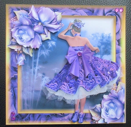 The Purple Rose Dress Card Front Kit by Davina Rundle