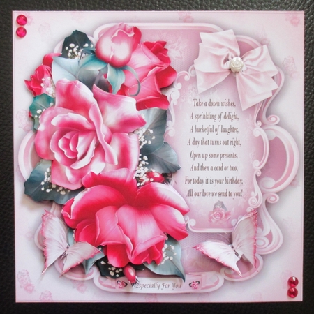 Pink Roses Bouquet Card Mini Kit by Davina Rundle