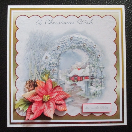 A Christmas wish vintage Christmas 5.5 x5.5 card with decoupage by Davina Rundle