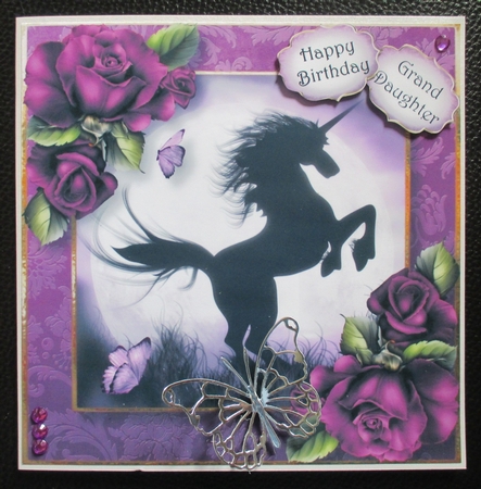 Unicorn Moon & Purple Roses 8x8 by Davina Rundle