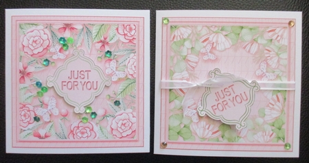 Peach Floral with Butterflies 5in x 5in Card Fronts by Davina Rundle
