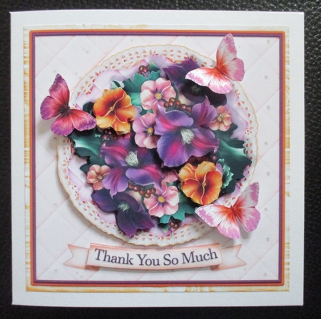 Lace and Flowers Pansy card topper kit 906 by Davina Rundle