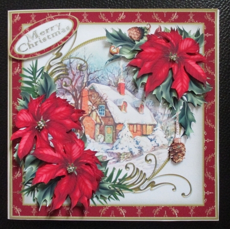 8x8 snowy cottage with poinsettia mini kit by Davina Rundle
