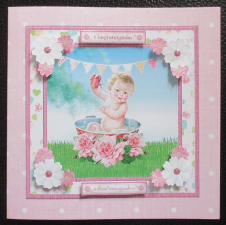 New Baby Girl Card Topper & Decoupage by Davina Rundle