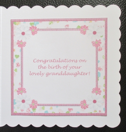 New Baby Granddaughter Card Insert by Davina Rundle