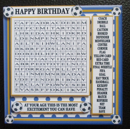 WORDSEARCH FOOTBALL BLUE & YELLOW by Davina Rundle