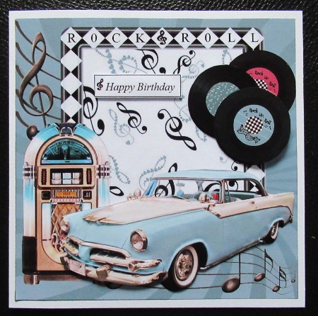 Rock & Roll Card Topper with Decoupage by Davina Rundle