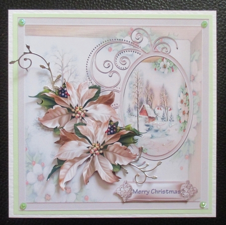 The water mill 7x7 card with decoupage and sentiment tags by Davina Rundle