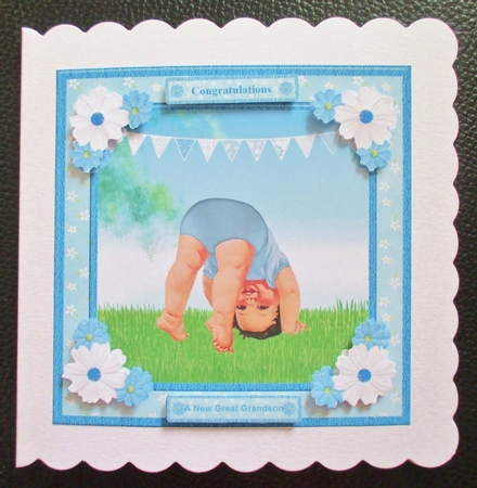 New Baby Boy Card Topper & Decoupage by Davina Rundle