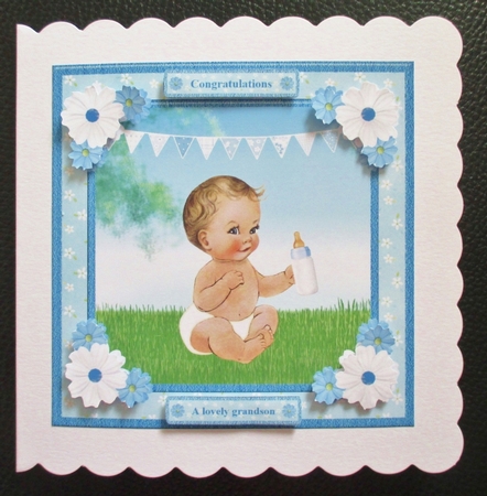 New Baby Boy Card Topper & Decoupage by Davina Rundle