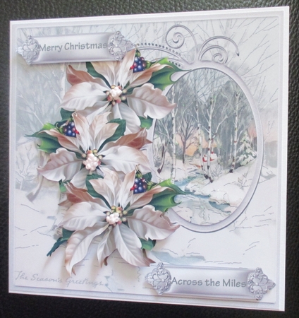 Running stream 7x7 card with decoupage and sentiment tags by Davina Rundle