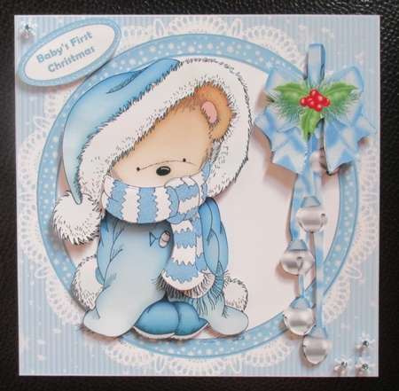 8x8 Christmas snuggle bear boy mini kit by Davina Rundle