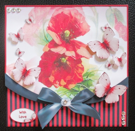 Vintage Poppy Butterflies and Stripes 950 by Davina Rundle