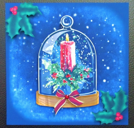 Watercolour Snowdome - Candle & Holly by Davina Rundle