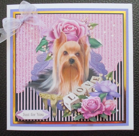 Yorkie Portrait Topper with Rose Decoupage by Davina Rundle