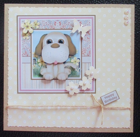 Friendly Dog Square Card Front by Davina Rundle