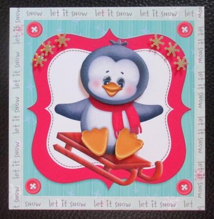 Cute Penguin With Red Scarf 8x8 by Davina Rundle
