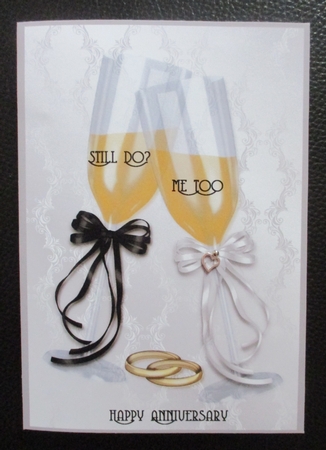 Champagne Flutes and Wedding Rings A4 by Davina Rundle