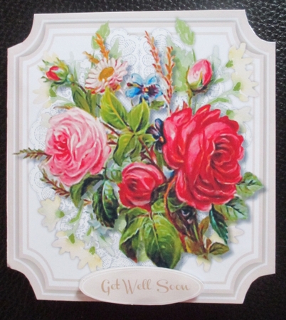 Beautiful Vintage roses on Cut Out Mat by Davina Rundle