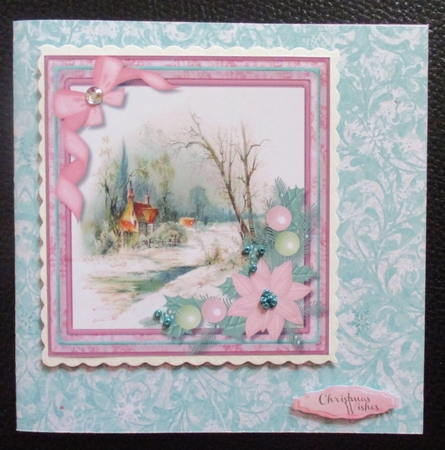 Beautiful Christmas Scene with Pink Poinsettia  by Davina Rundle