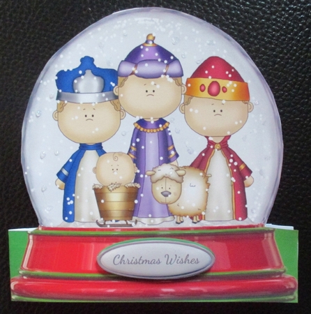 SNOW GLOBE 3 KINGS QUICK CHRISTMAS CARD by Davina Rundle