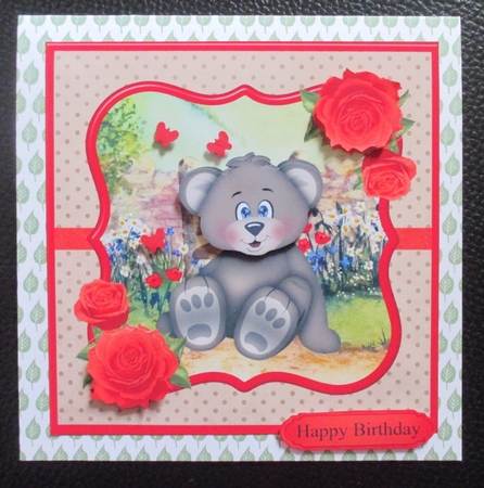 Barney Bear Card Topper & Decoupage  by Davina Rundle
