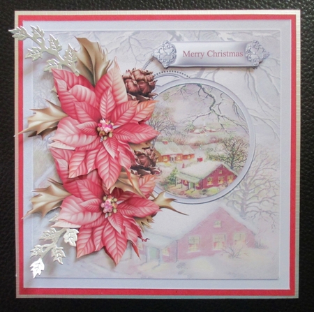 Church in the distance vintage 7x7 card with decoupage by Davina Rundle