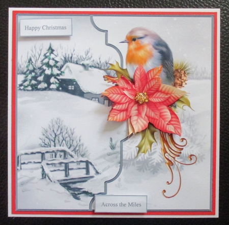 Robin redbreast 7x7 card with decoupage and sentiment tags by Davina Rundle