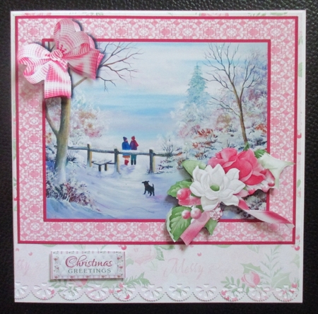 Wait for Me Card topper with floral decoupage by Davina Rundle