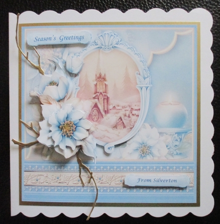 CHRISTMAS FROSTED FLORALS & CHURCH 8x8 Decoupage Mini Kit by Davina Rundle