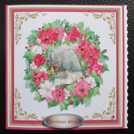 Beautiful Wreath of Poinsettias in a Gold Frame  by Davina Rundle