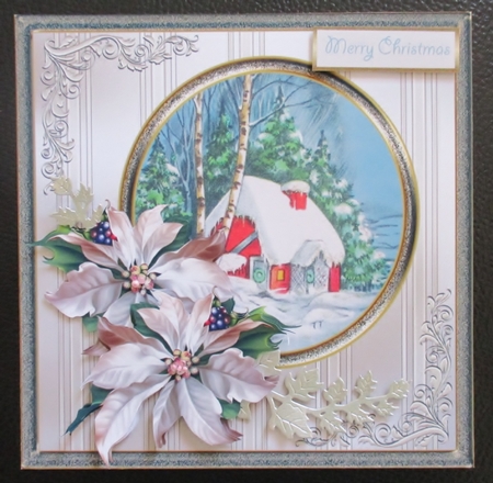 House in the wood 7x7 card with decoupage by Davina Rundle
