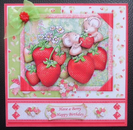 STRAWBERRY MICE 8x8 Decoupage Mini Kit Various Occasions by Davina Rundle