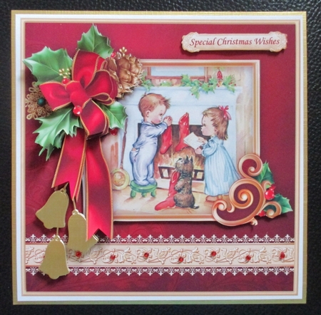 CHRISTMAS HOLLY RIBBON Hanging Stockings 7.8 Decoupage Mini Kit by Davina Rundle