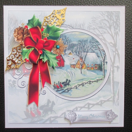 Christmas journey 7x7 card with decoupage by Davina Rundle