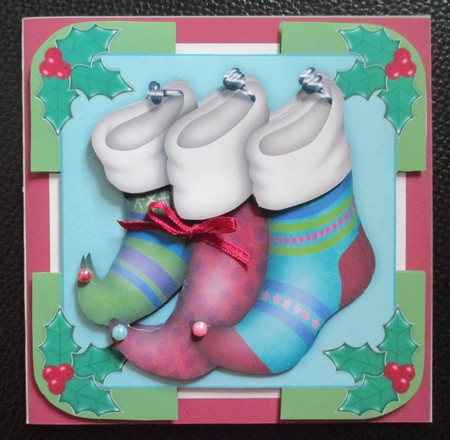 Elves Stockings Card Kit by Davina Rundle