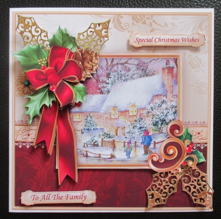 HOLLY RIBBON & WINTER COTTAGE 7.8 Decoupage Mini Kit by Davina Rundle