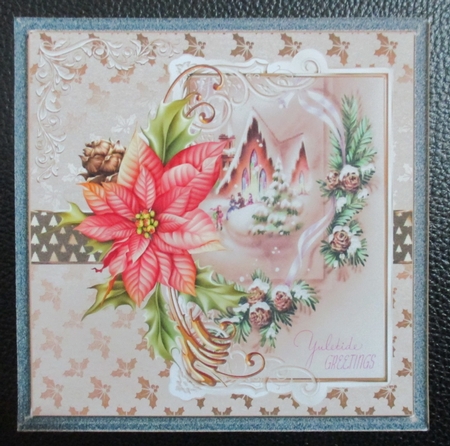 Vintage Christmas 7x7 card with decoupage by Davina Rundle