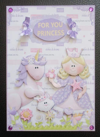 princess, unicorn and cat birthday card by Davina Rundle