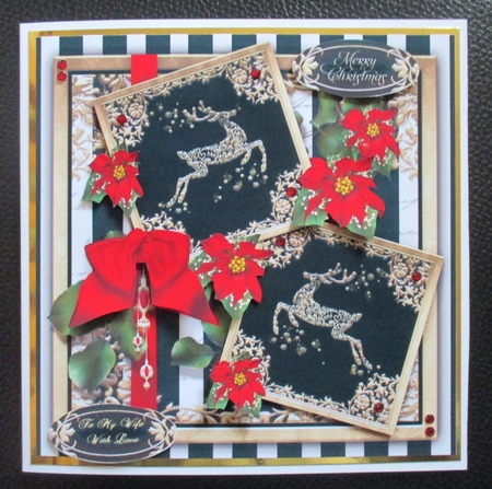 Golden Reindeer with Red Poinsettias Mini Kit by Davina Rundle