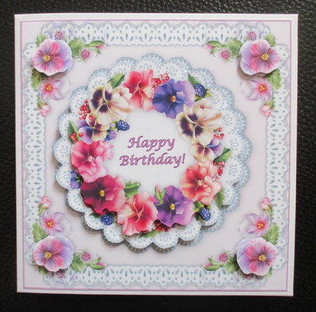 Pink Pansy & Lace Perfection - 6 x 6 Decoupage Topper by Davina Rundle