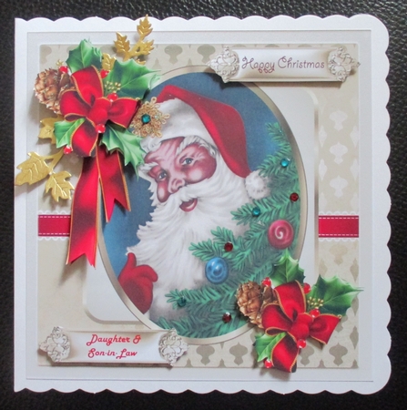 Santa Clause 7x7 card with decoupage by Davina Rundle