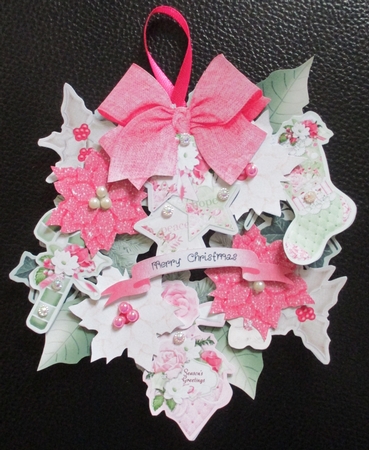 In the Pink Christmas 4x4 Wreath, Tree/Card Decoration. by Davina Rundle