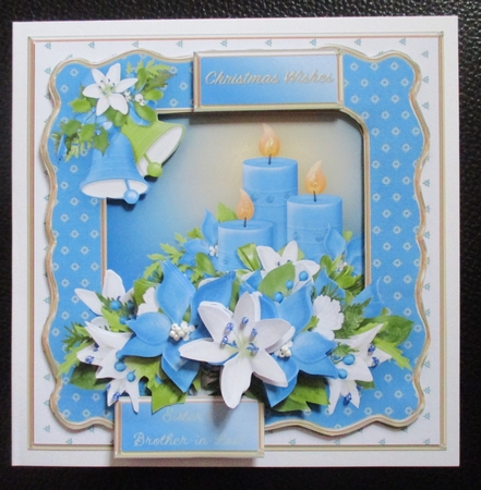 Blue Poinsettias - Wavy Frame Card Mini Kit by Davina Rundle