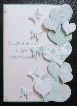 Heart Edge Baby Card - Turquoise by Davina Rundle