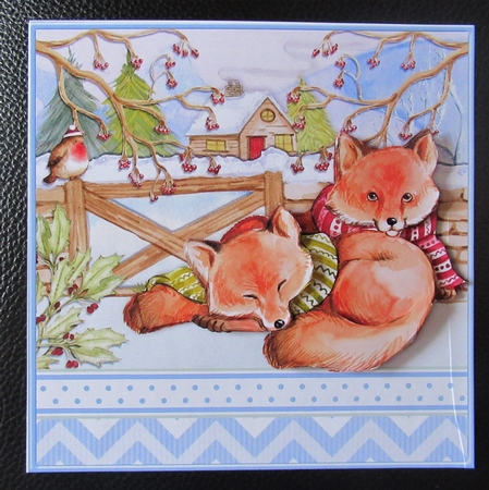 WINTER FOXES 7.8 Christmas Decoupage & Insert Mini Kit by Davina Rundle